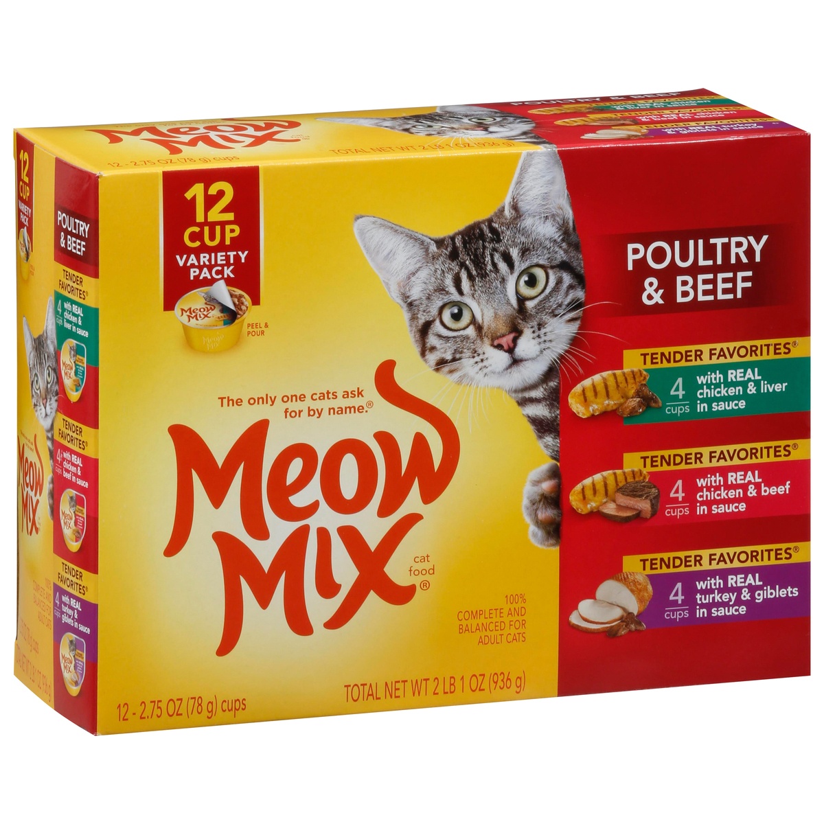 slide 2 of 10, Meow Mix Tender Favorites Poultry And Beef Variety Pack, 33 oz