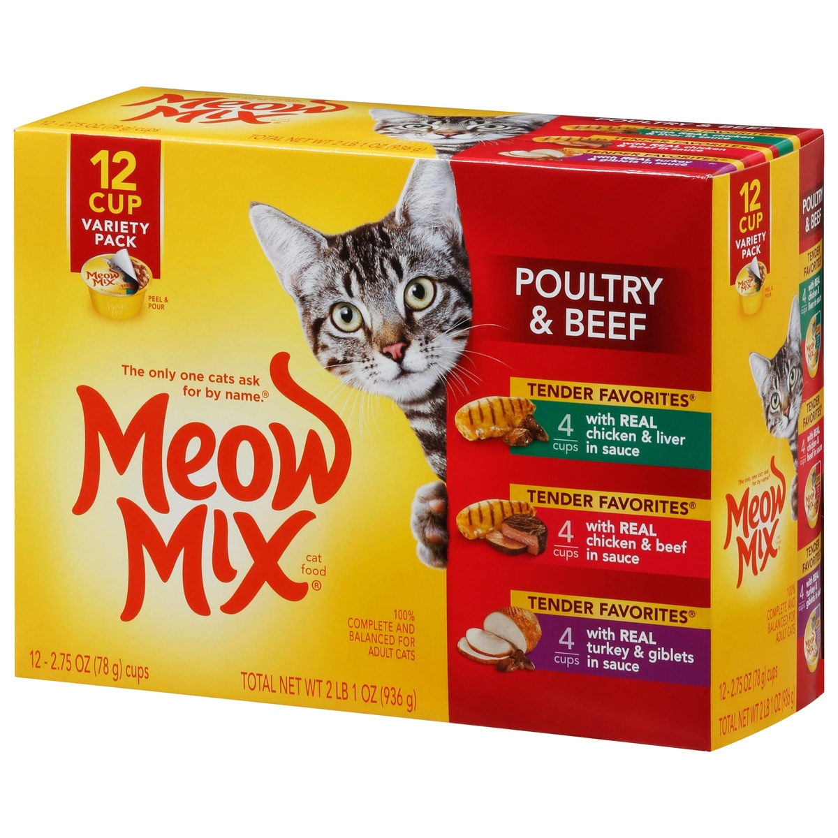 slide 3 of 10, Meow Mix Tender Favorites Poultry And Beef Variety Pack, 33 oz