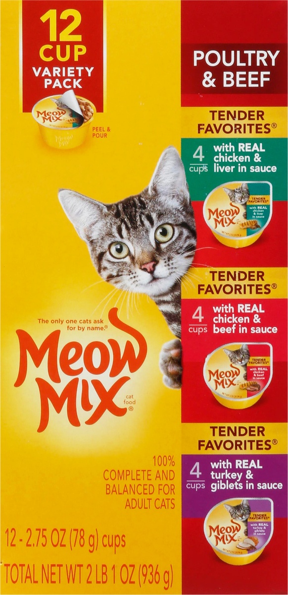slide 6 of 10, Meow Mix Tender Favorites Poultry And Beef Variety Pack, 33 oz