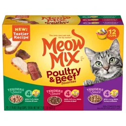 Meow Mix Tenders in Sauce Wet Cat Food Variety Pack With Poultry & Beef Favorites, 12 Cups, 2.75 Oz. Each