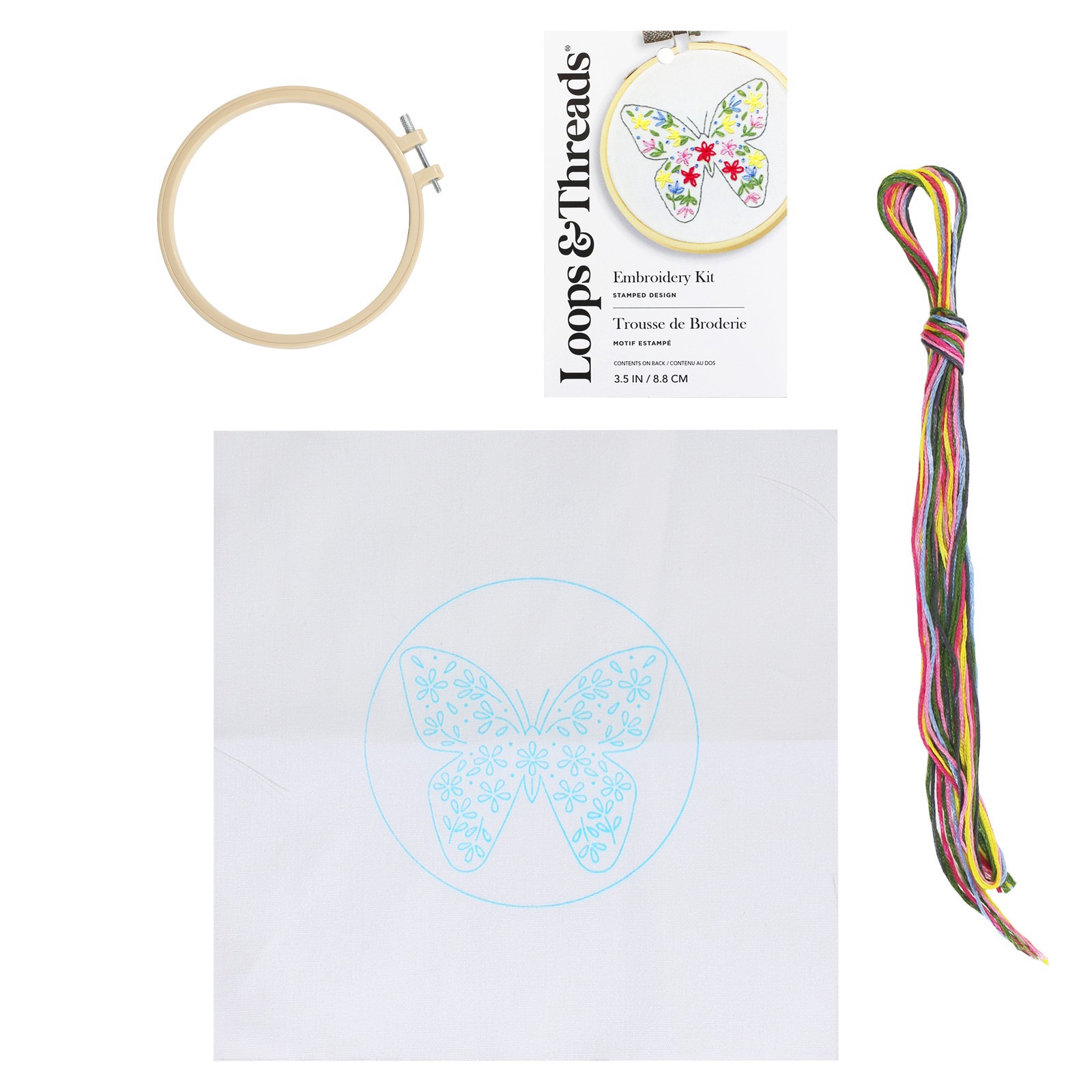 slide 3 of 3, Butterfly Embroidery Kit By Loops & Threads, 3.5 in x 3.5 in