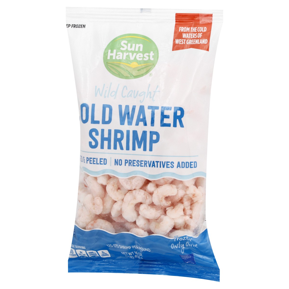 slide 8 of 13, Sun Harvest Wild Cold Water Shrimp 125/175, 1 lb