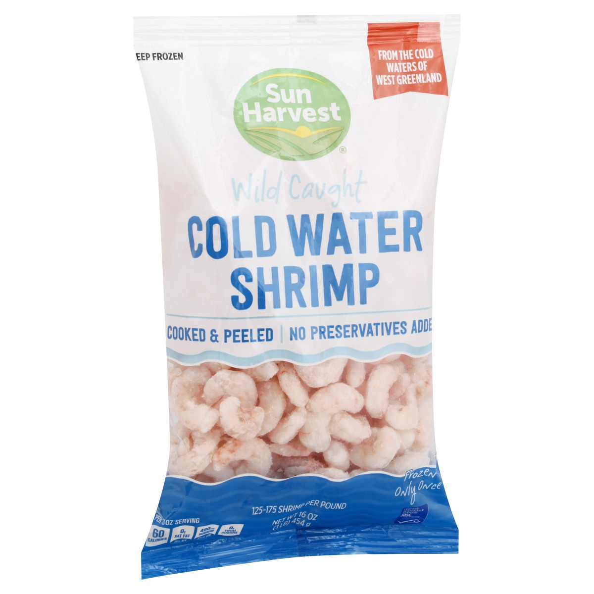 slide 3 of 13, Sun Harvest Wild Cold Water Shrimp 125/175, 1 lb