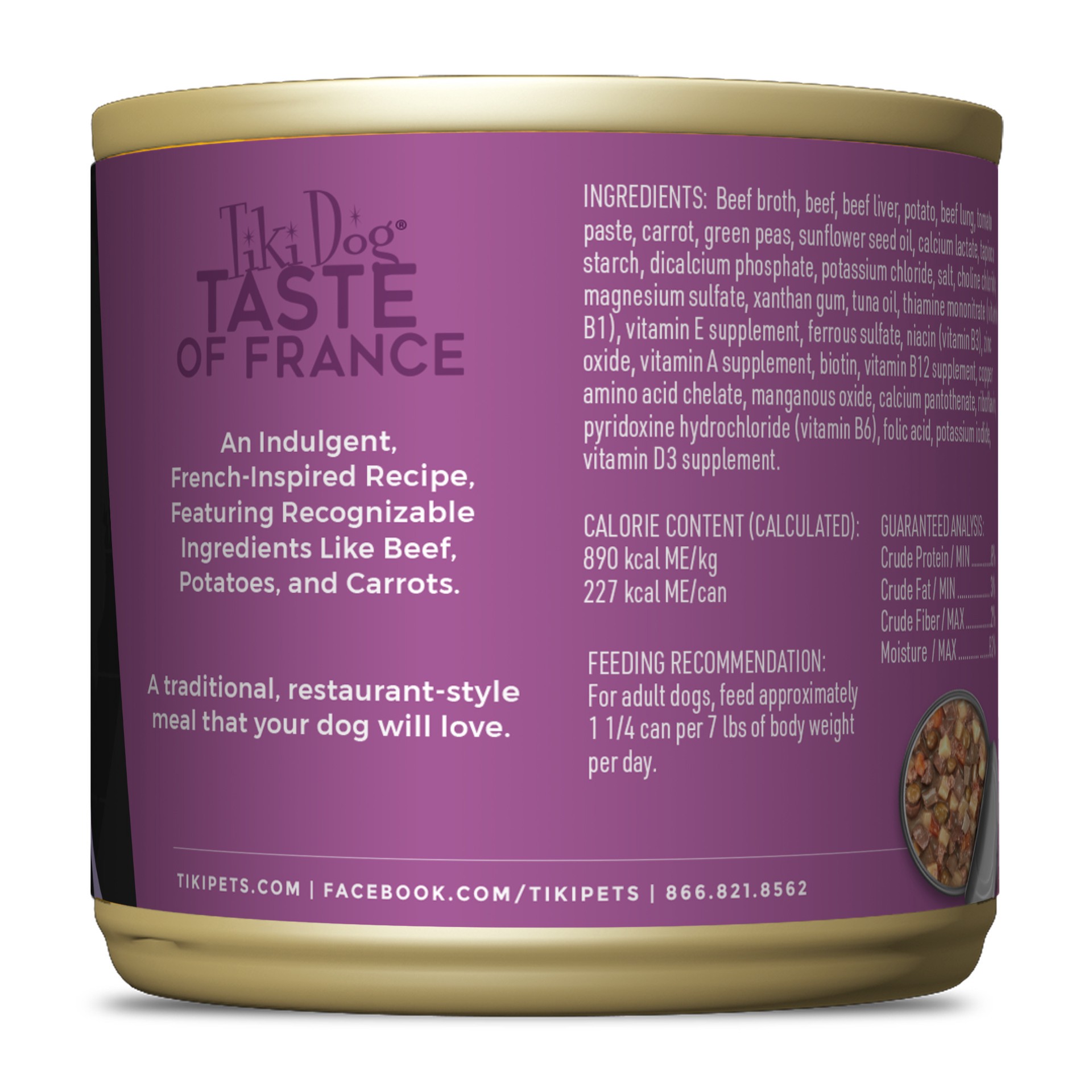 slide 4 of 6, Tiki Dog Taste of the World France Beef, Potatoes & Carrots Wet Dog Food, 9 oz., 1 ct