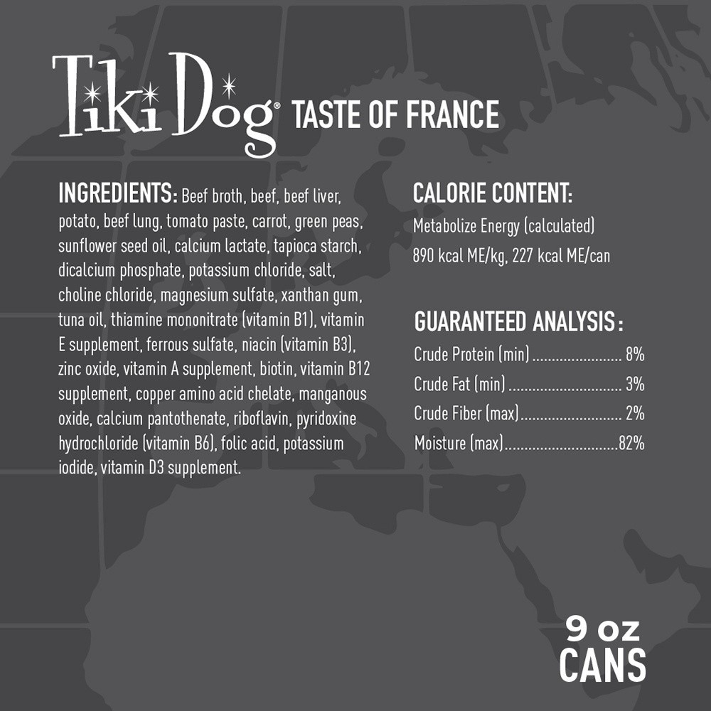 slide 2 of 6, Tiki Dog Taste of the World France Beef, Potatoes & Carrots Wet Dog Food, 9 oz., 1 ct
