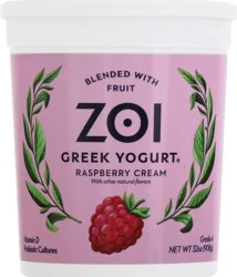 Zoi Blended with Fruit Greek Raspberry Cream Yogurt 32 oz