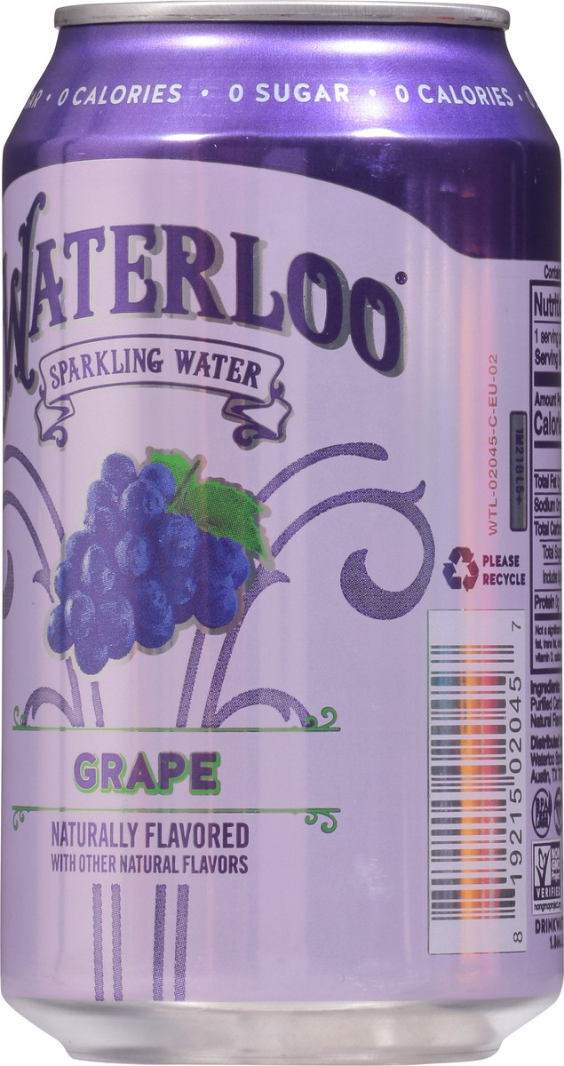 slide 2 of 9, Waterloo Grape Sparkling Water 12 fl oz, 12 oz