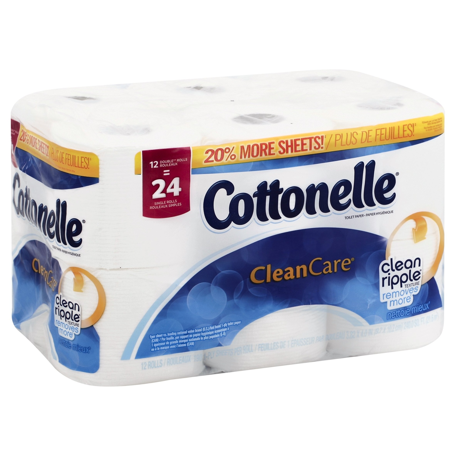 slide 1 of 3, Cottonelle Clean Care Double Rolls, 12 ct