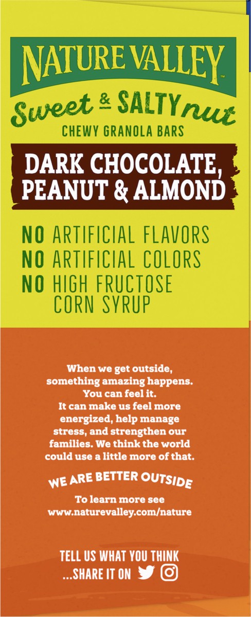 slide 6 of 9, Nature Valley Sweet and Salty Nut Bars, Dark Chocolate Peanut Almond, 15 Bars, 18 OZ, 15 ct