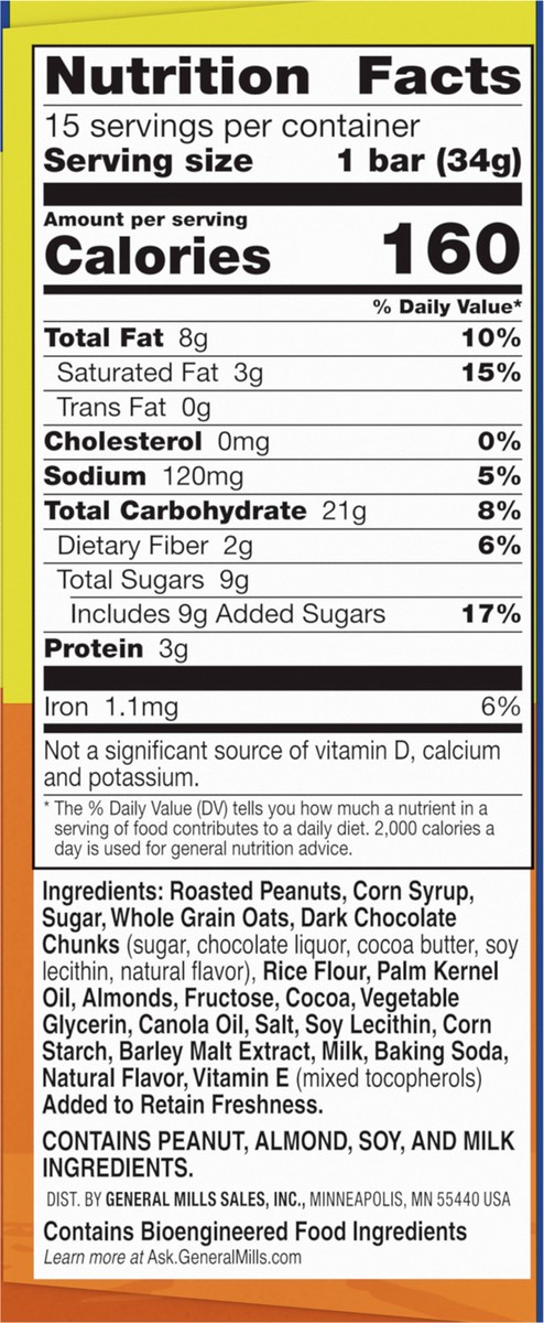 slide 7 of 9, Nature Valley Sweet and Salty Nut Bars, Dark Chocolate Peanut Almond, 15 Bars, 18 OZ, 15 ct