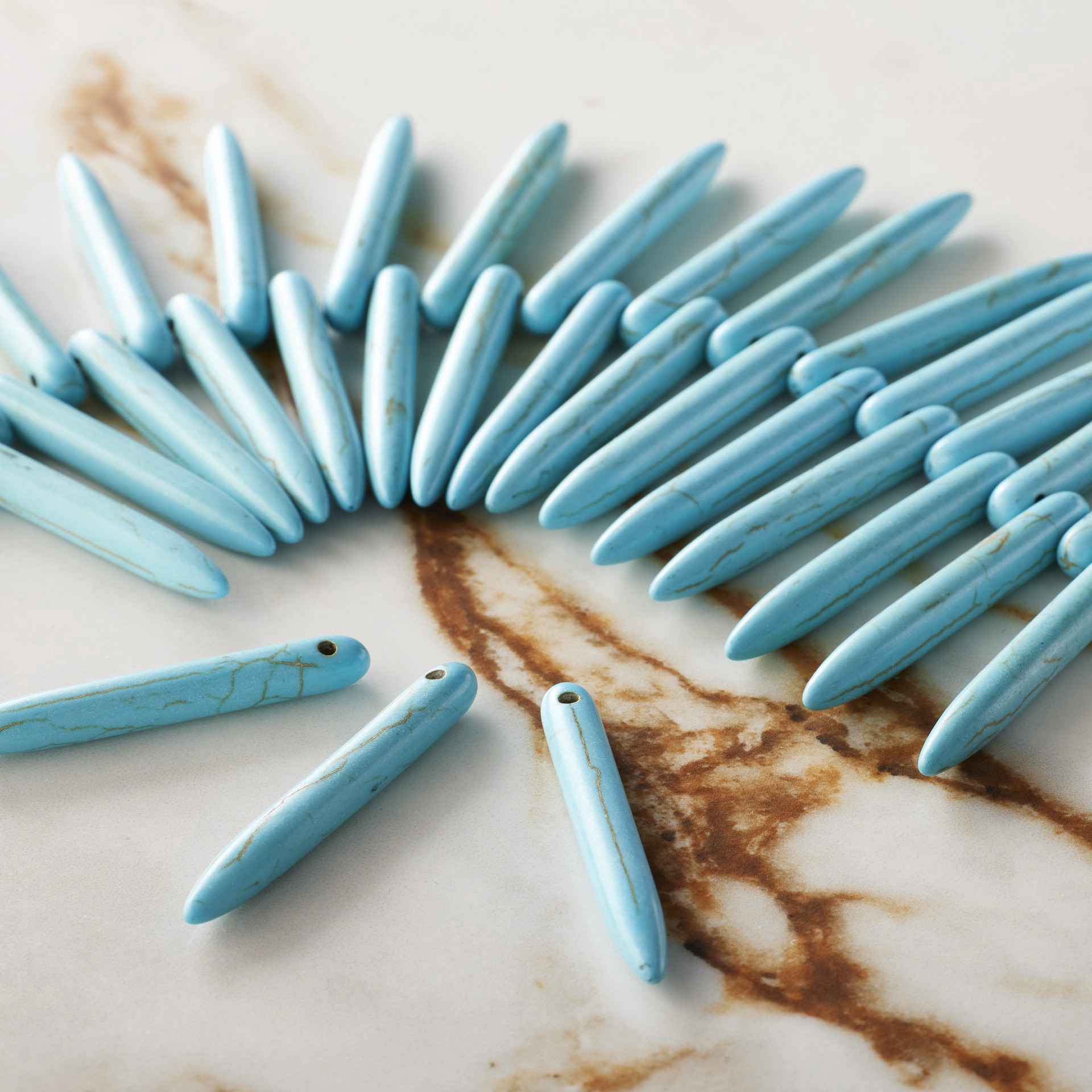 slide 2 of 3, Reconstituted Turquoise Spike Beads, 40mm By Bead Landing, 40mm