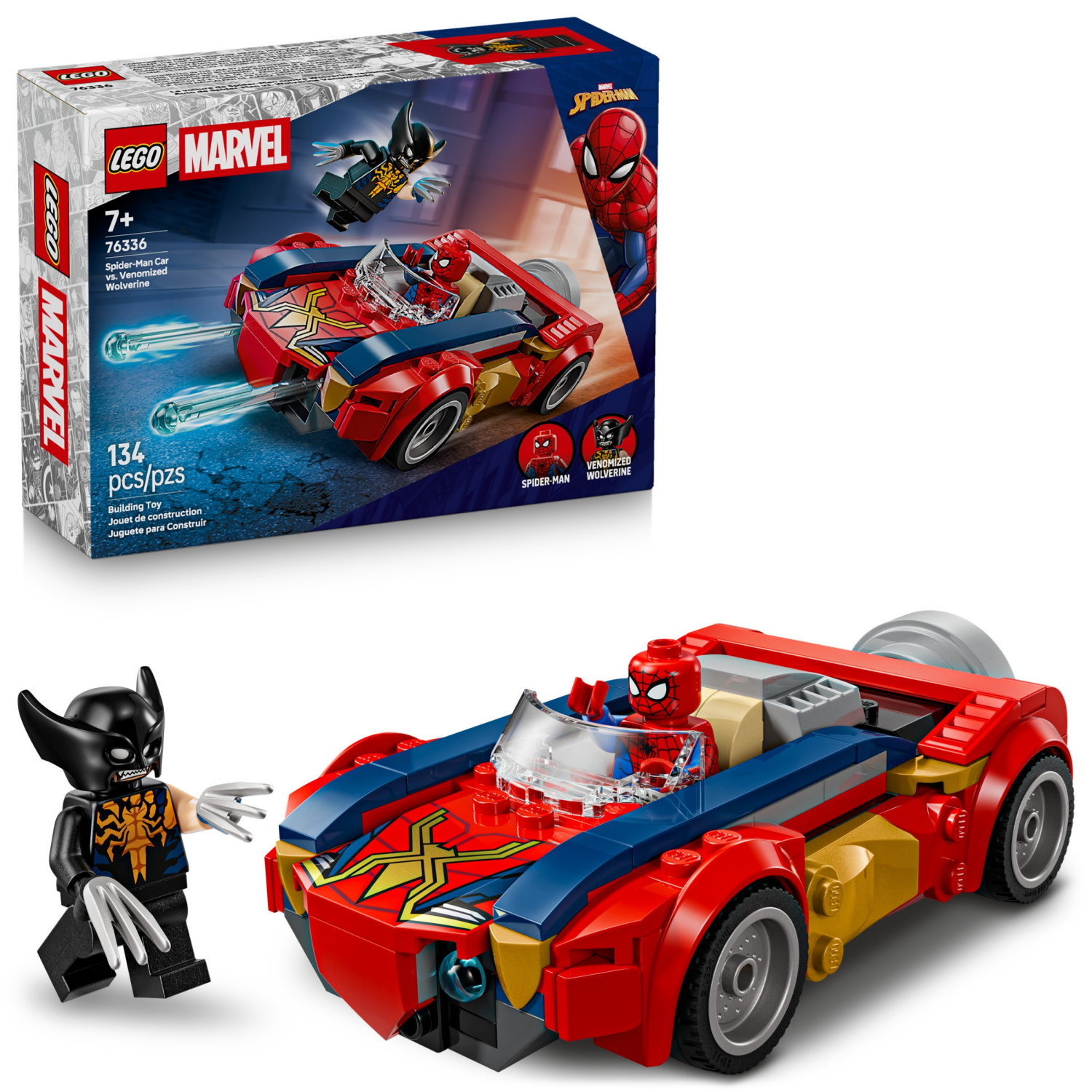 slide 1 of 6, Lego Marvel Spider-Man Car Vs. Venomized Wolverine 76336, 1 ct