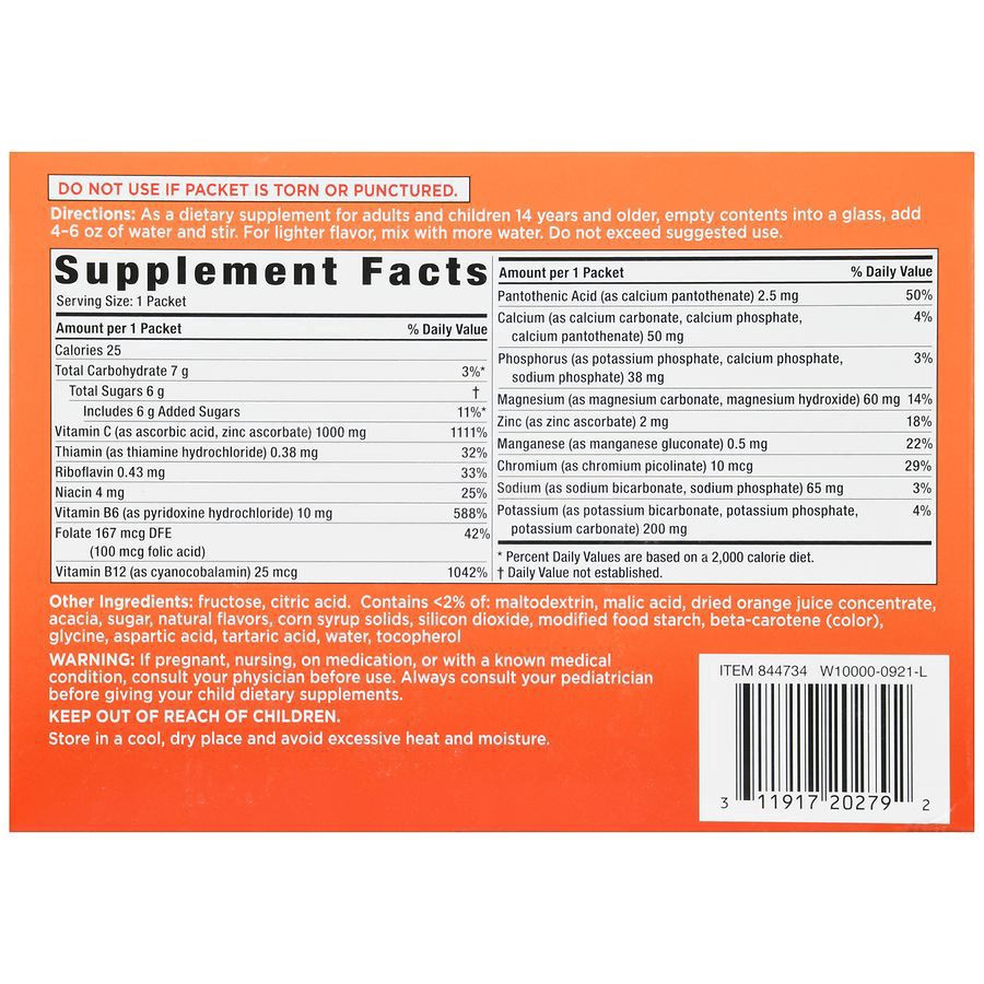 slide 5 of 5, Walgreens Effervescent Powder Blend Orange Flavor with other natural flavors- 30 ct, 30 ct