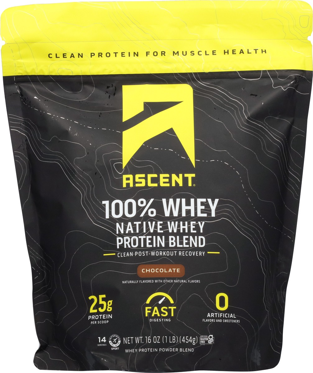 slide 6 of 9, Ascent Native Fuel Chocolate Whey Protein Powder Blend, 16 oz