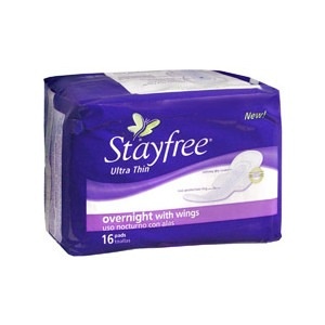 slide 1 of 1, Stayfree Ultra Thin Pads Overnight With Wings, 16 ct