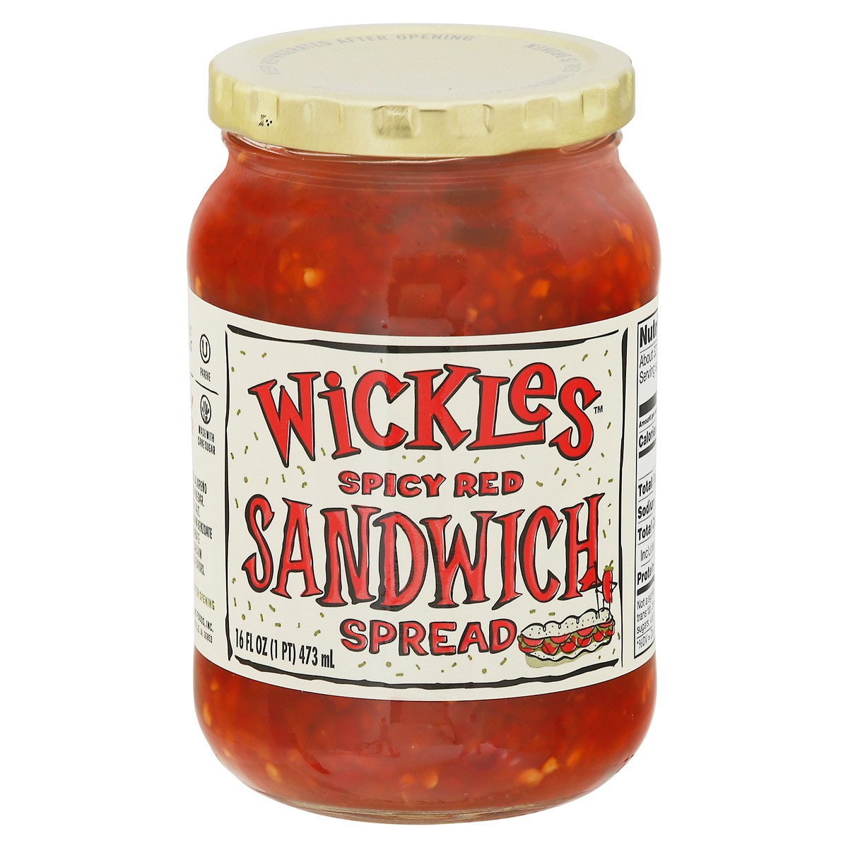 slide 1 of 9, Wickles Spicy Red Sandwich Spread 16 fl oz, 16 oz