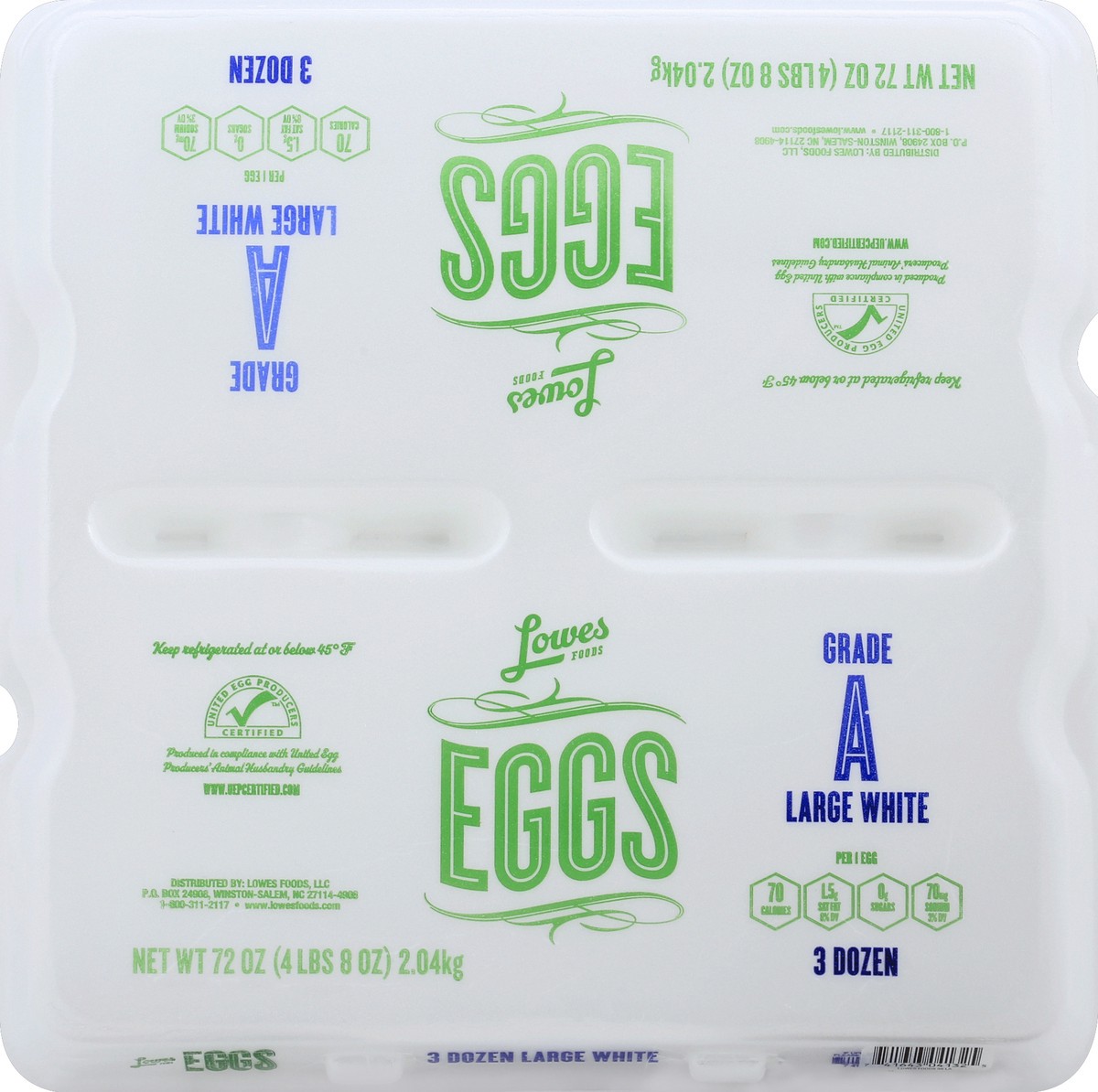 slide 5 of 5, Lowes Foods Grade A All Natural Large White Eggs, 3 ct