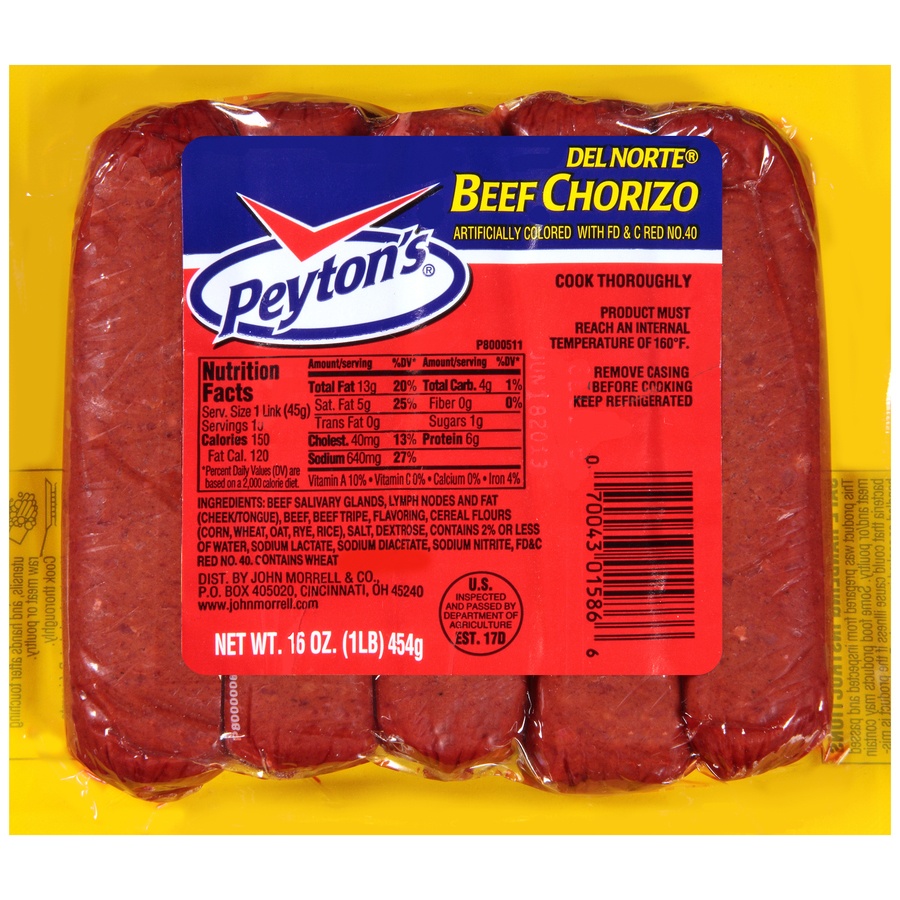 slide 1 of 2, Peyton's Beef Chorizo, 16 oz