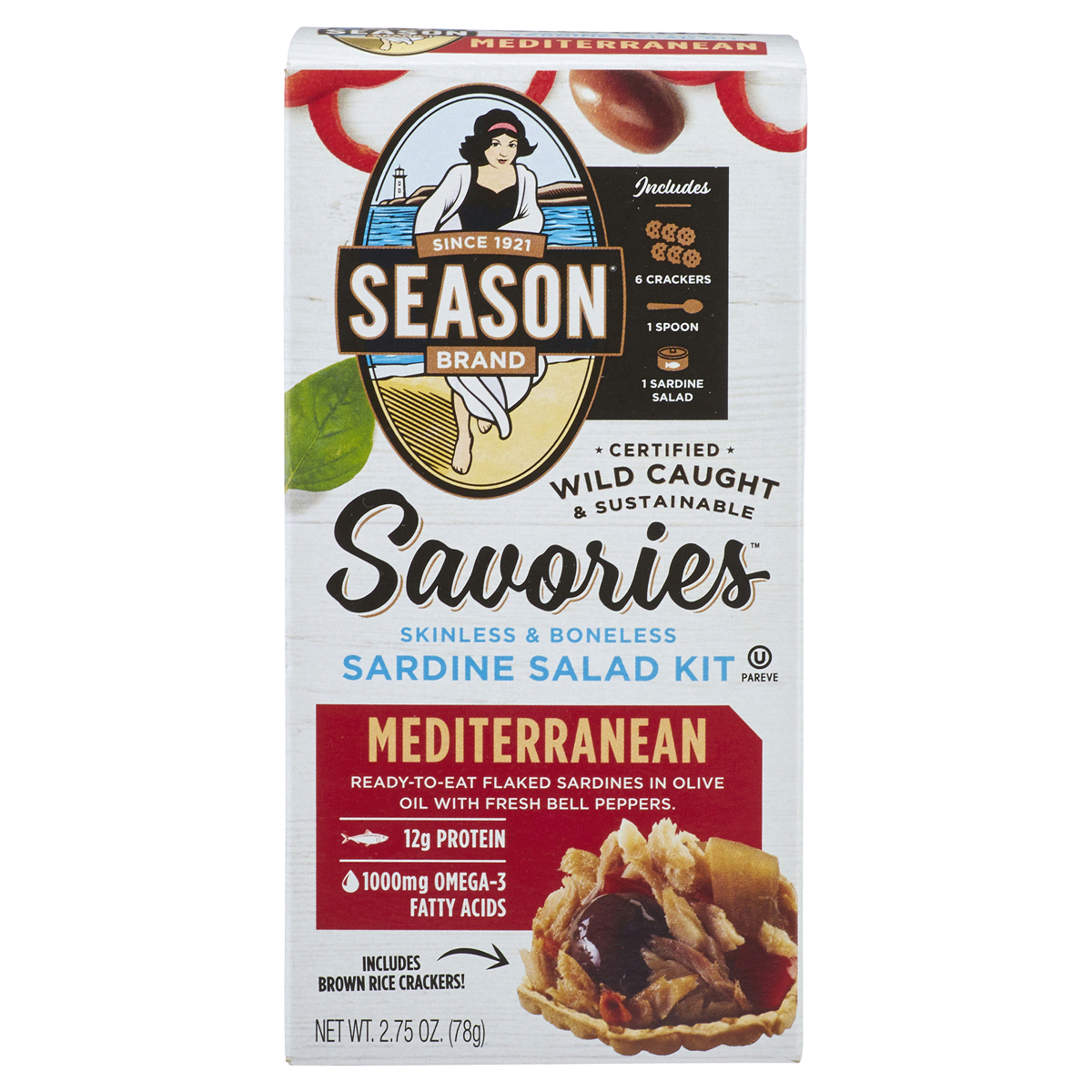 slide 1 of 1, Season Brand Savories Mediterranean Sardine Salad Kit, 2.75 oz