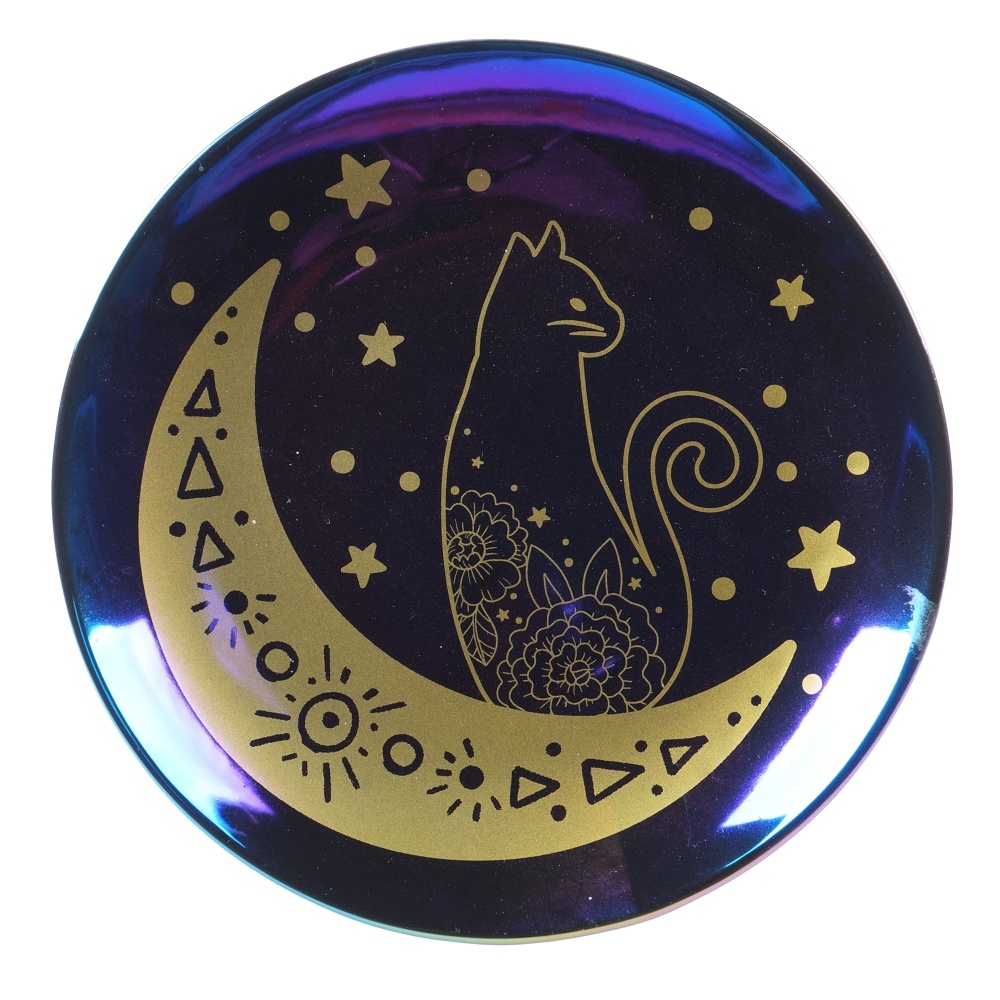 slide 1 of 1, Holiday Home All Hallows Cat Moon Round Serving Platter - Black/Gold, 14 in