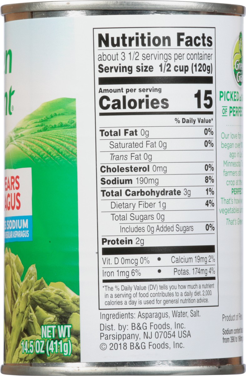 slide 11 of 14, Green Giant 50% Less Sodium Cut Spears Asparagus 14.5 oz, 14.5 oz