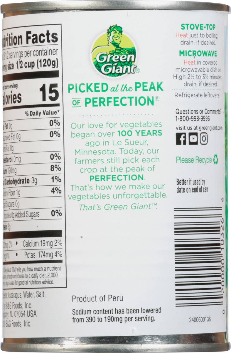 slide 14 of 14, Green Giant 50% Less Sodium Cut Spears Asparagus 14.5 oz, 14.5 oz