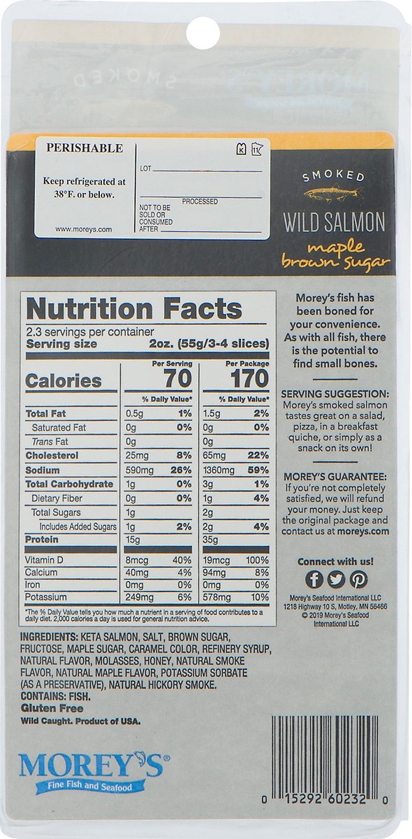 slide 3 of 7, Morey's Smoked Maple Brown Sugar Wild Salmon 4.5 oz, 4.5 oz