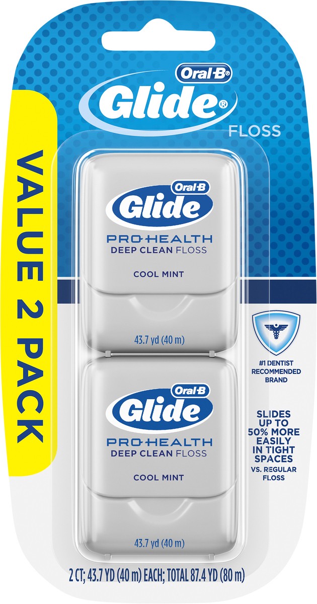 slide 2 of 2, Oral-B Glide Deep Clean Cool Mint Dental Floss, Value 2 Pack (40m Each), 2 ct