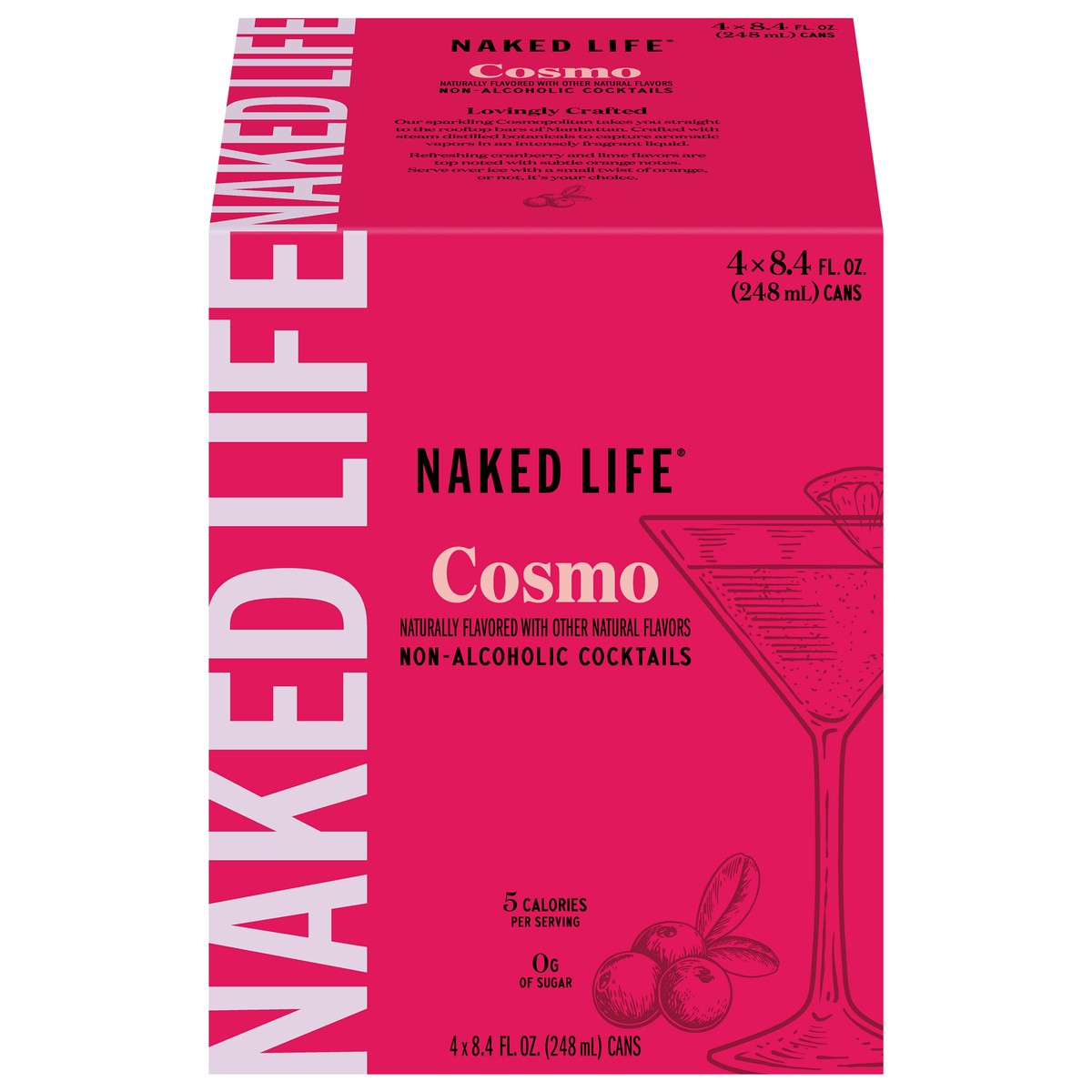 slide 1 of 14, Naked Life Cosmo Non-Alcoholic Cocktail - 4 x 8.4 fl oz Cans, 8.4 fl oz