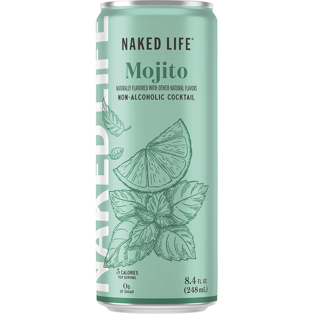 slide 1 of 1, Naked Life Mojito Non-Alcoholic Drinks 4 pack, 8.4 fl oz cans, 8.40 fl oz
