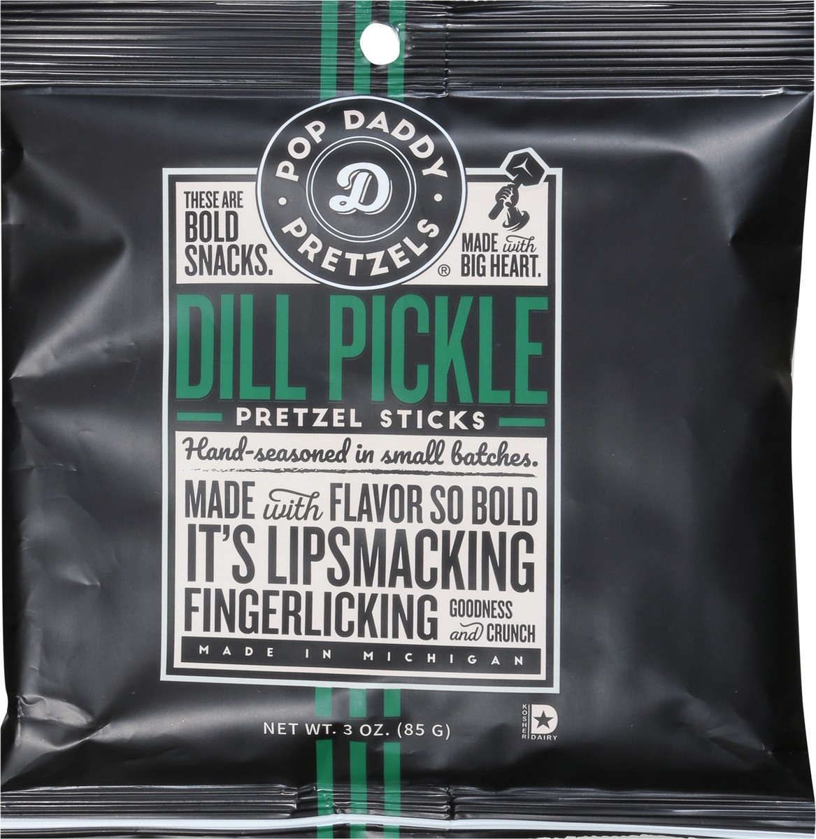 slide 11 of 15, Pop Daddy Dill Pickle Pretzel Sticks 3 oz, 3 oz