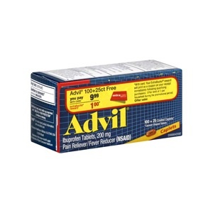 slide 1 of 2, Advil Ibuprofen Pain Reliever/Fever Reducer Tablets 200 mg, 125 ct