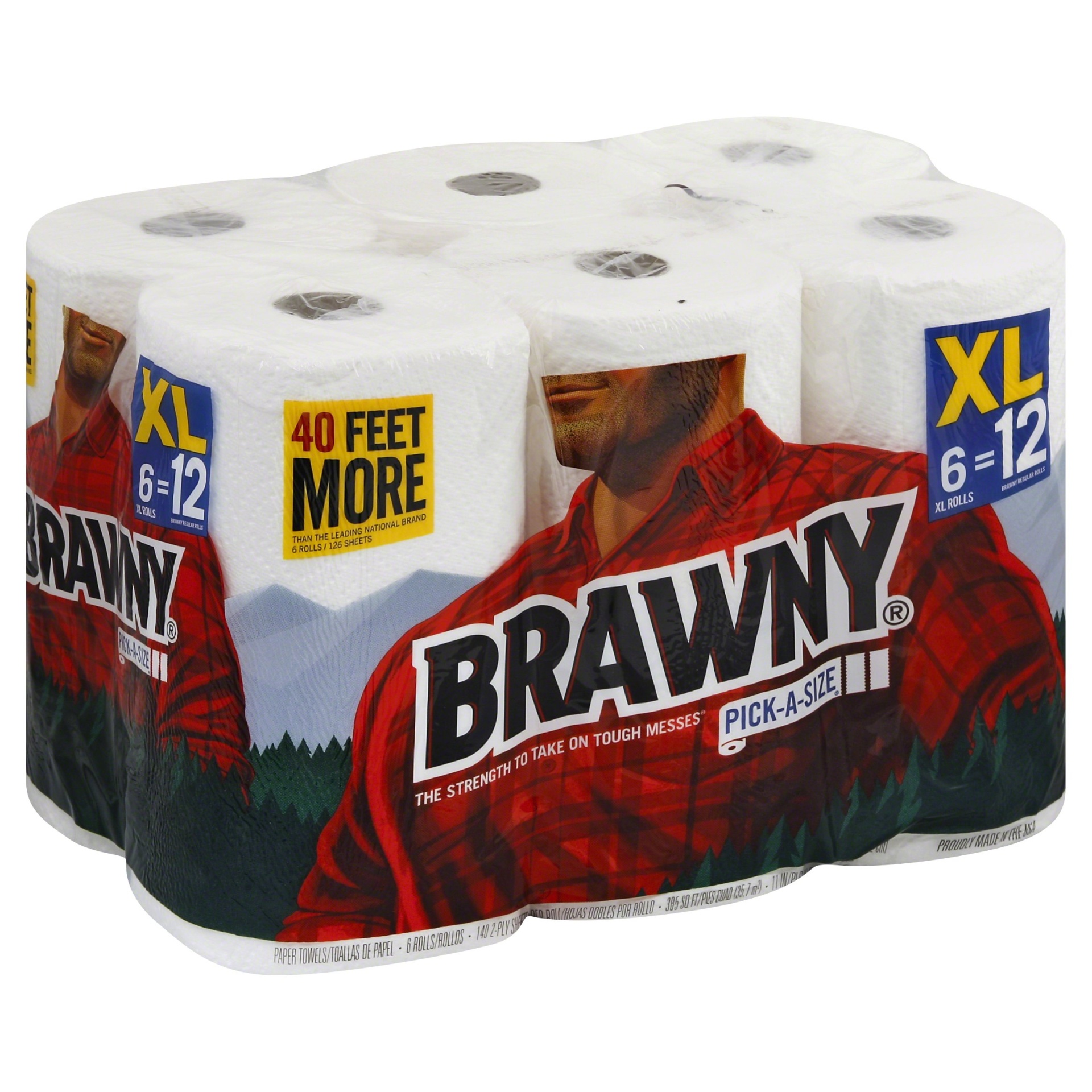 slide 1 of 1, Brawny Pick-A-Size Paper Towels XL Rolls, 6 ct