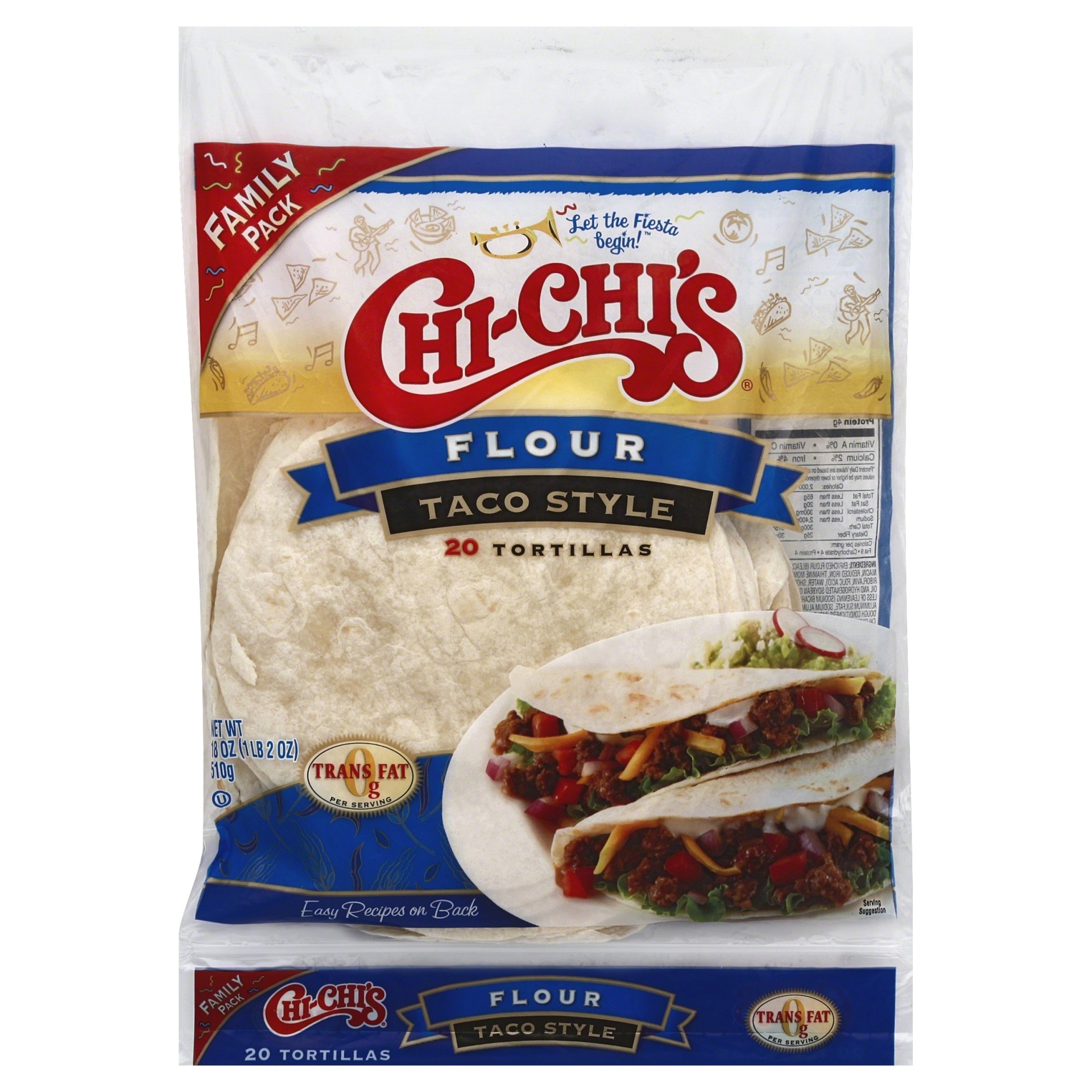 slide 1 of 6, Chi-Chi's Tortillas, Flour, Taco Style, Family Pack, 20 ct