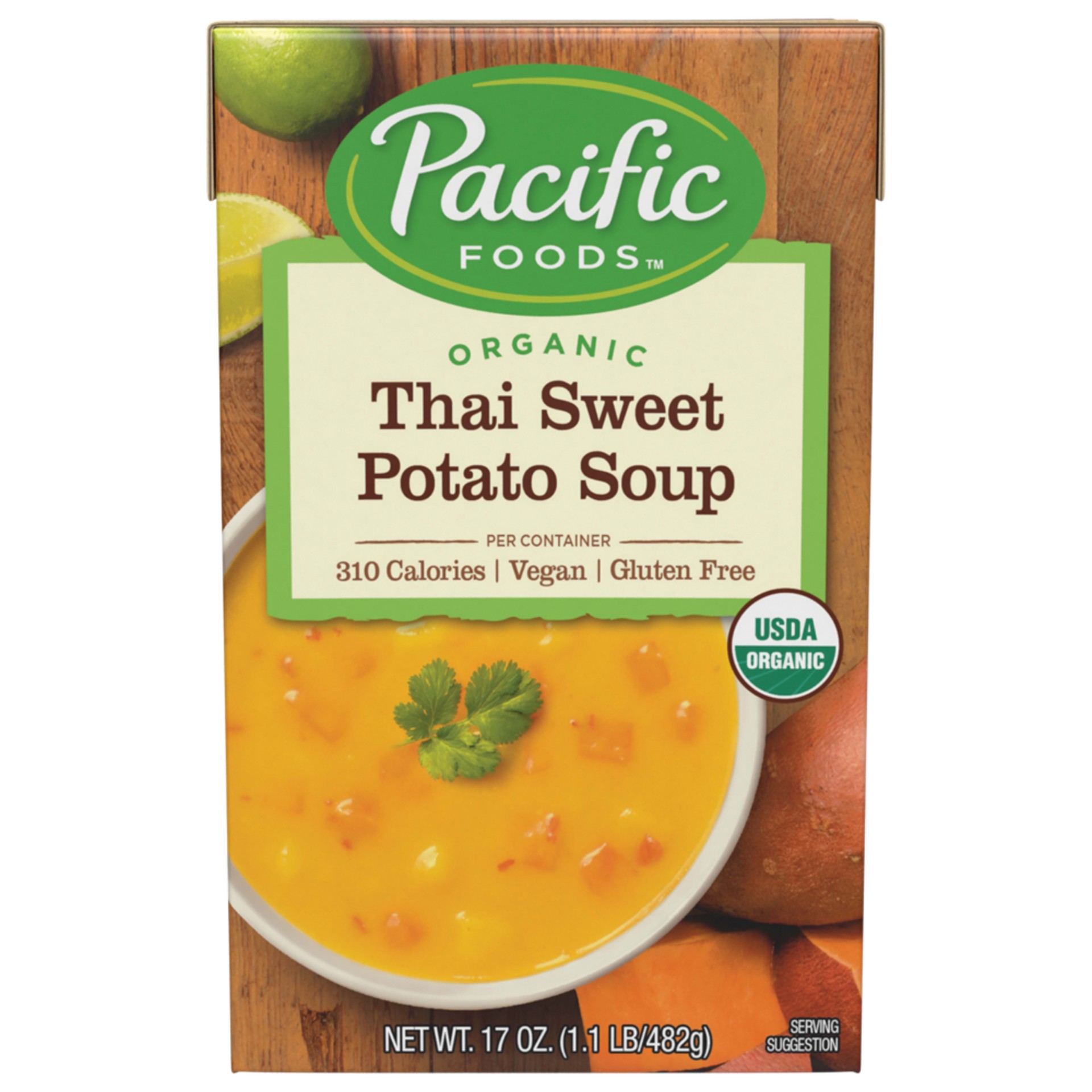 slide 1 of 4, Pacific Foods Organic Thai Sweet Potato Soup, 17oz, 17 oz