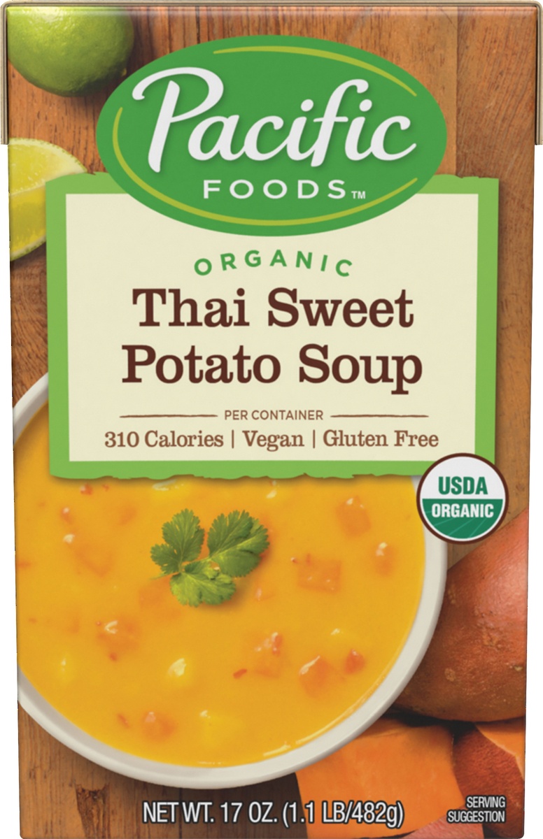 slide 8 of 9, Pacific Foods All Natural Thai Sweet Potato Soup, 17.6 oz
