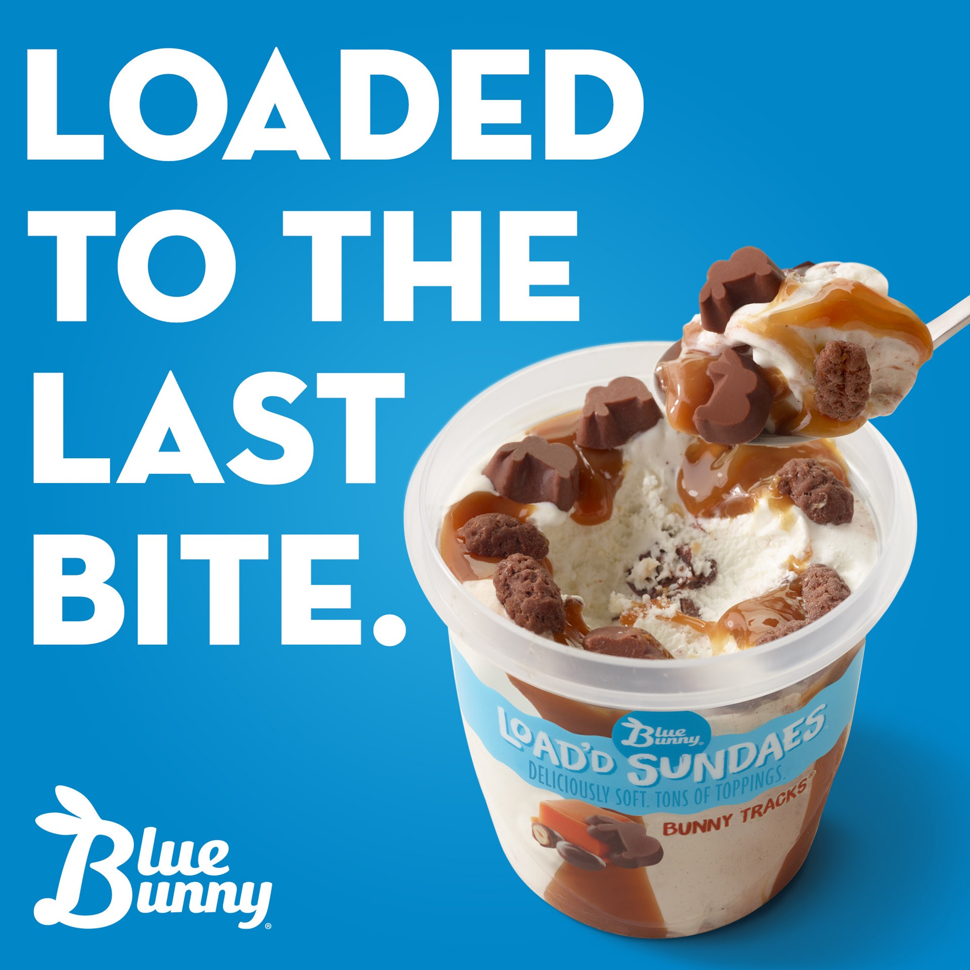 slide 3 of 3, Blue Bunny Load'd Sundaes Bunny Tracks, Frozen Dessert Cup, 8.5 fl oz, 8.50 fl oz