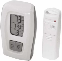 ACT Acu-Rite Indoor/Outdoor Thermometer With Clock - White