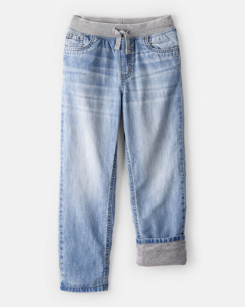 slide 3 of 4, Oshkosh Boys Denim Pull-On Straight Jeans - Light Wash Blue 12, 1 ct