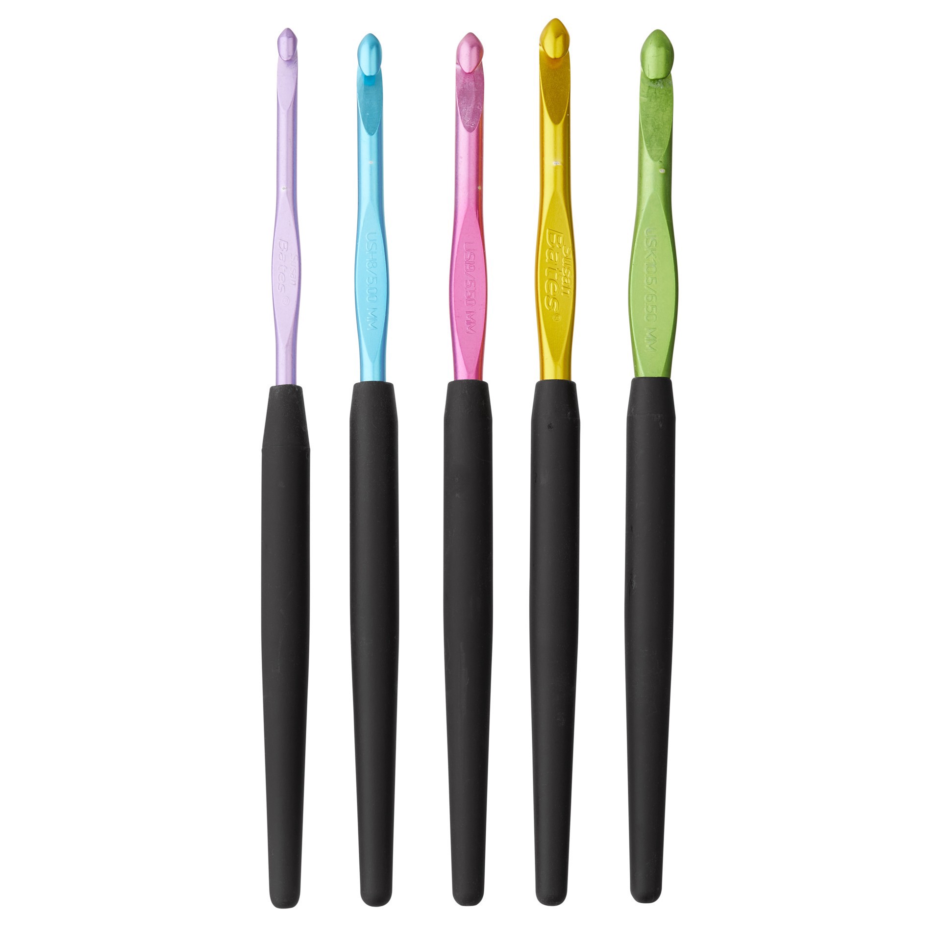 slide 2 of 3, Coats Susan Bates Soft Ergonomic Crochet Hook Set, G-K, 5 hooks