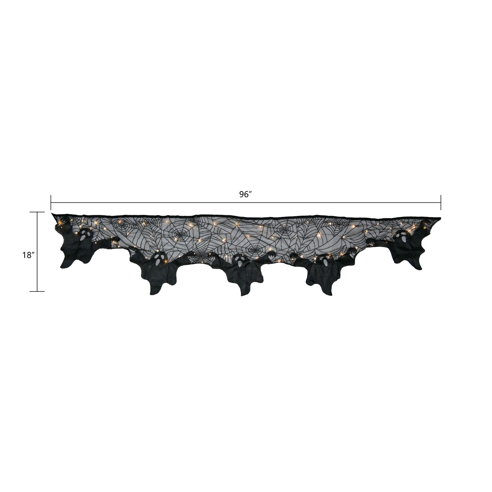 slide 4 of 5, 96" Black Ghost Led Lighted Mantel Scarf By Ashland, 18 in x 96 in