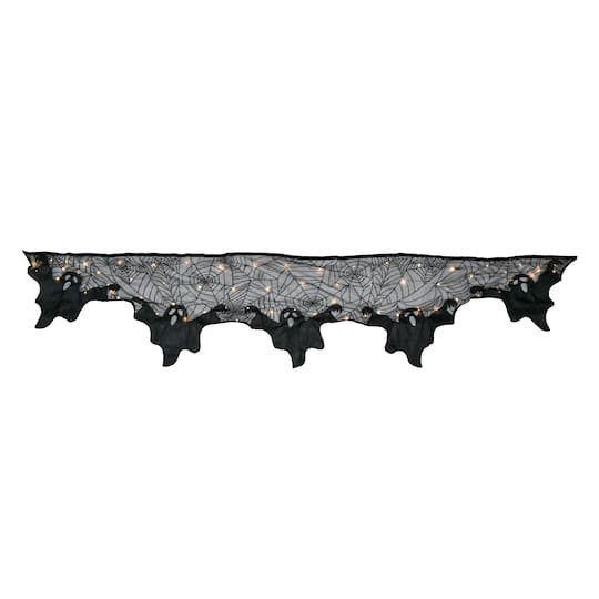 slide 1 of 5, 96" Black Ghost Led Lighted Mantel Scarf By Ashland, 18 in x 96 in