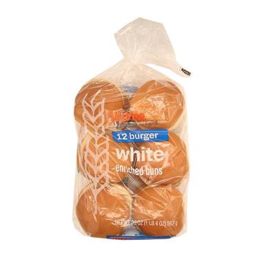 slide 1 of 1, Hy-Vee White Hamburger Buns, 12 ct