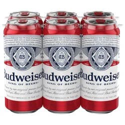 Budweiser American Lager Beer 6 Pack, 16 fl oz Cans