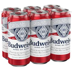 Budweiser American Lager Beer 6 Pack, 16 fl oz Cans