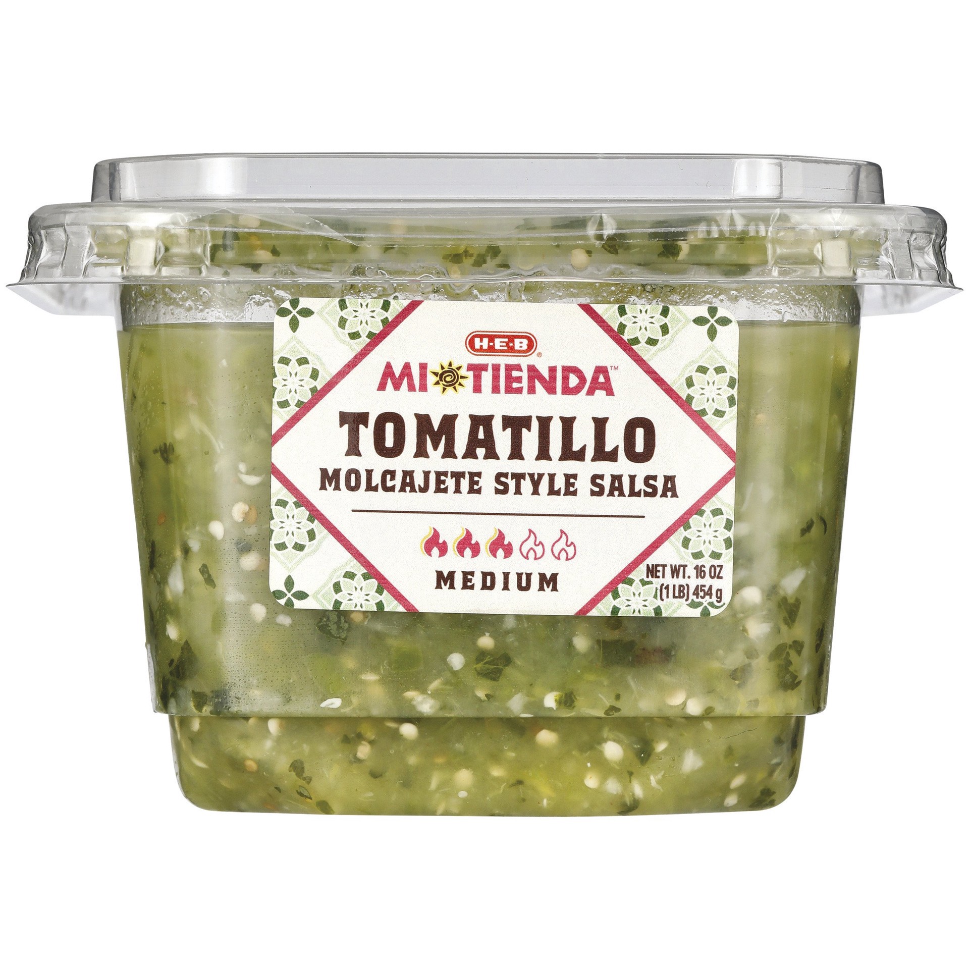 slide 1 of 1, H-E-B Mi Tienda Molcajete-Style Salsa Tomatillo – Medium, 16 oz