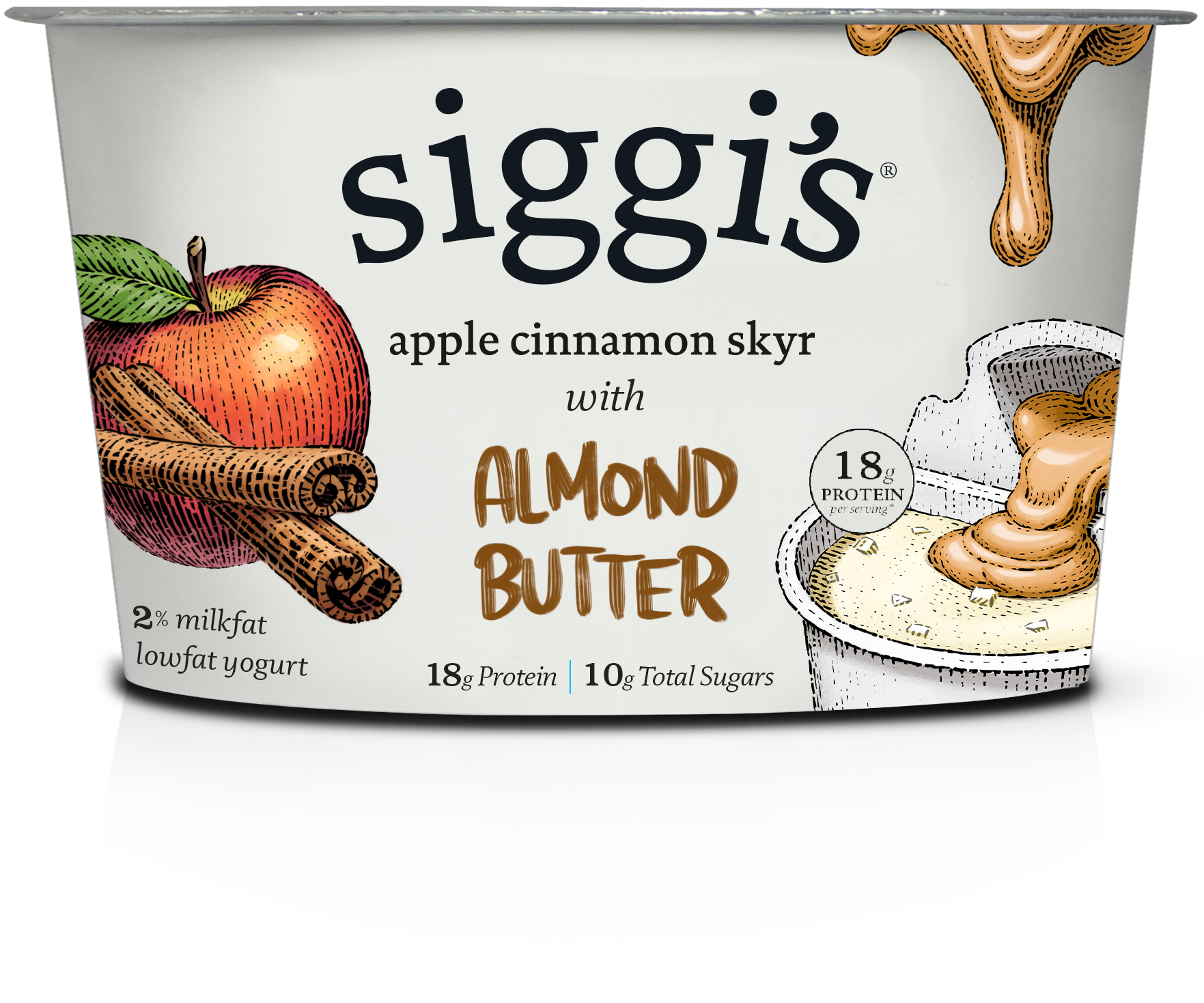 slide 1 of 3, Siggi's 2% Apple Cinnamon Skyr with Almond Butter Yogurt, 5 oz