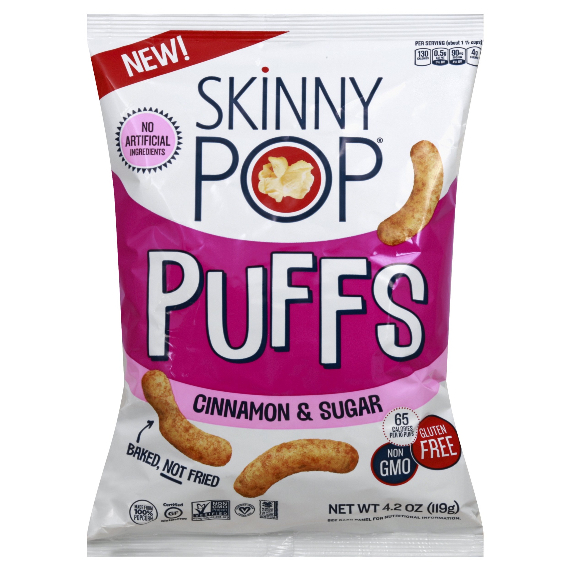 slide 1 of 2, SkinnyPop Sweet Cinnamon Popcorn Puffs, 4.2 oz