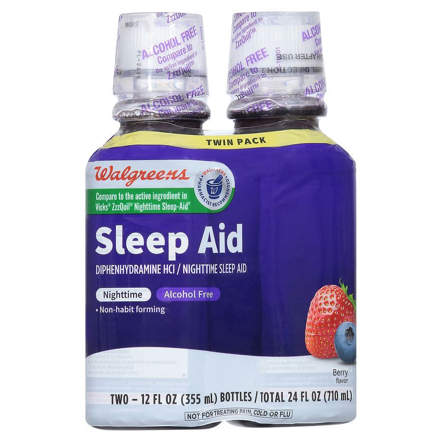 slide 2 of 5, Walgreens Al-Sleep Z Nighttime Liquid Sleep Aid Twin Pack, 2 ct; 12 fl oz