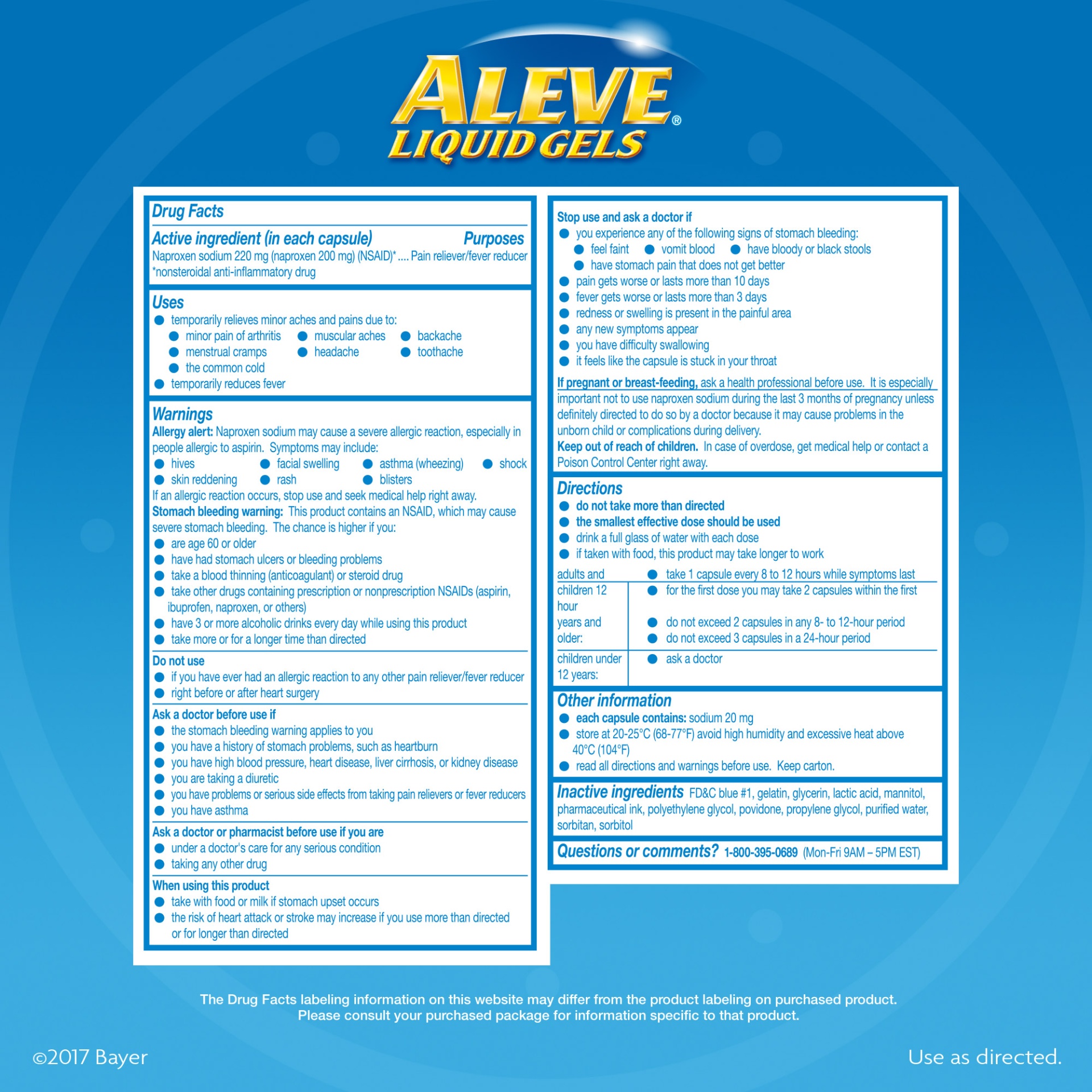 slide 2 of 2, Aleve 220 mg Liquid Gels, 160 ct, 160 ct; 220 mg